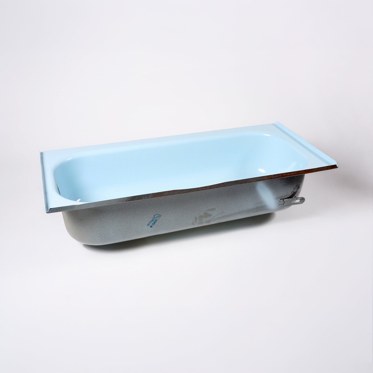1980s Vintage 60" Enameled Steel Powder Blue Bootz Right-Hand Drain Bathtub