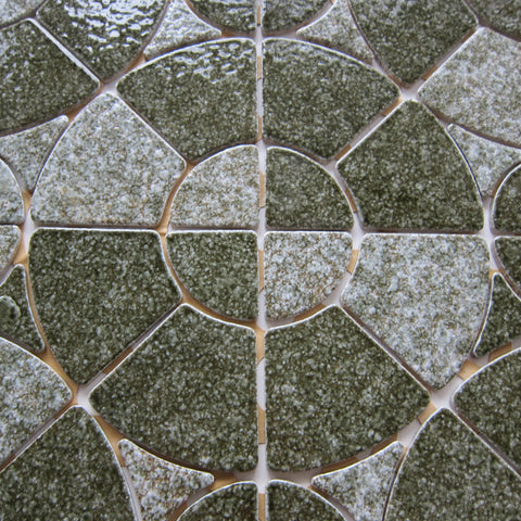 Vintage Japanese 1970s Green Ceramic Floor or Wall Tile, 26 Sq Ft Lot - Set of 19, 52 Sq Ft Available