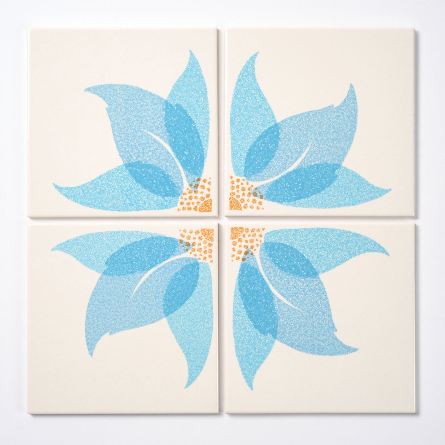 1970s Vintage Italian Blue Floral Wall Tile, 252 Sq Ft Available - 18 Sq Ft Per Box