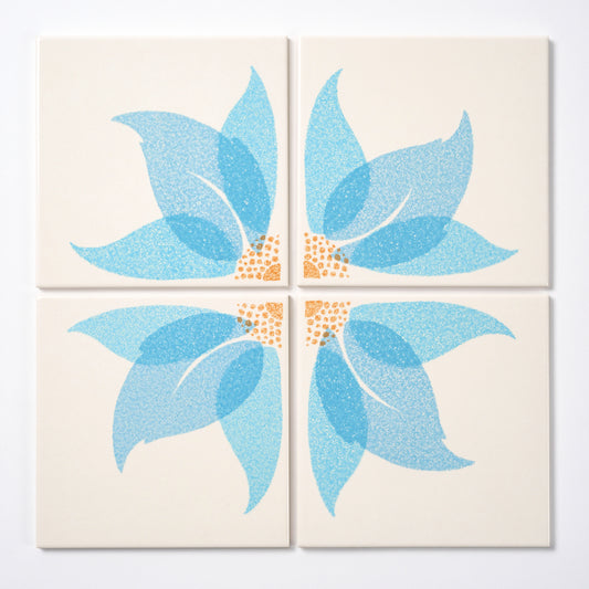 1970s Vintage Italian Blue Floral Wall Tile, 252 Sq Ft Available - 18 Sq Ft Per Box