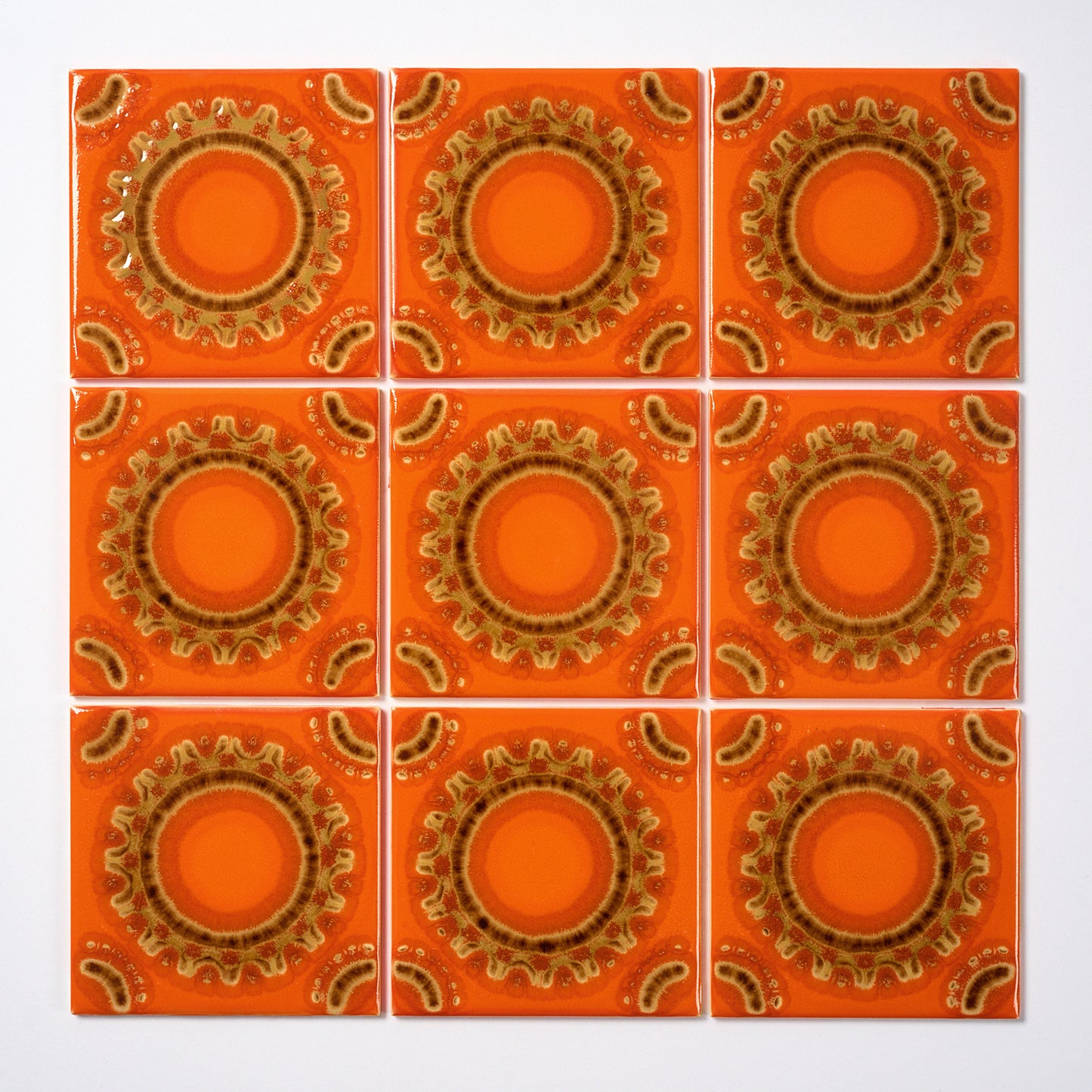 Orange Fat Lava Villeroy & Boch 1970s Wall Tile, 12.5 Sq Ft Lot - 100 Piece Set