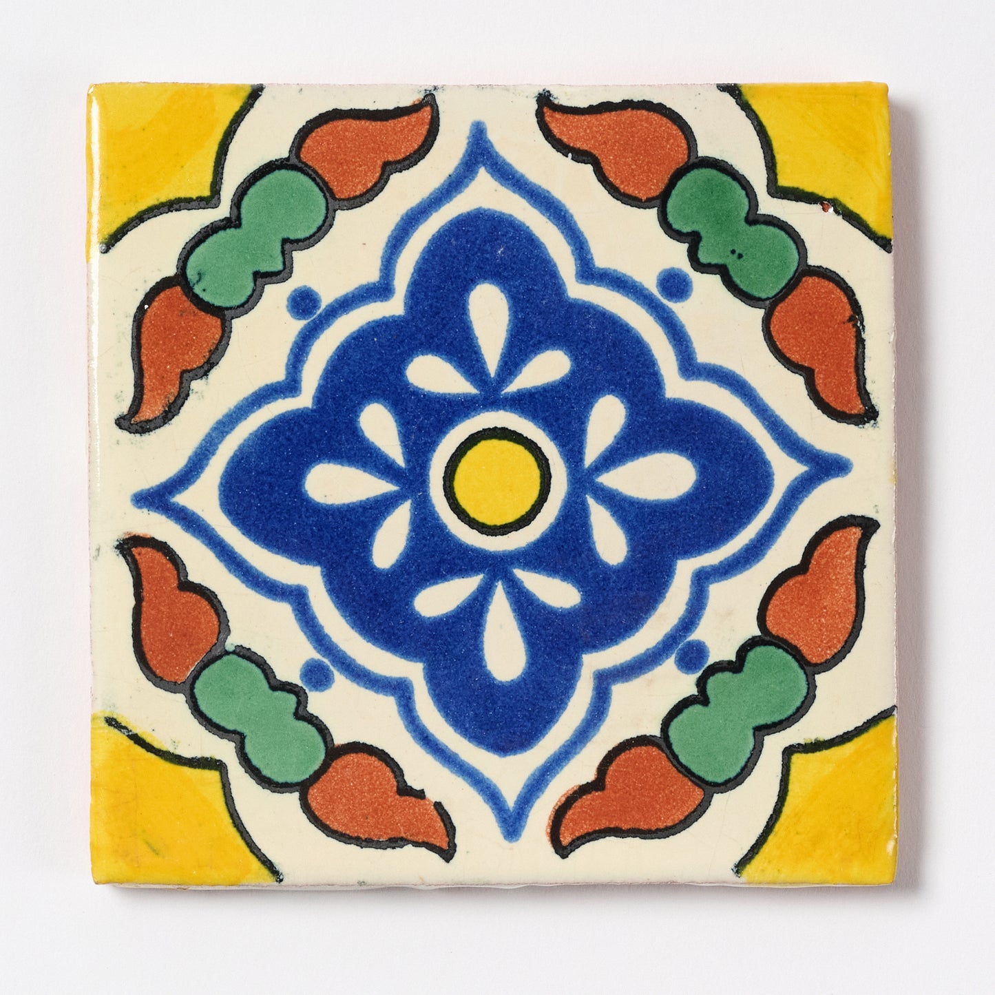 1990s Hand Painted Traditional Talavera Mexican Tiles, 20 Sq Ft Available - 10 Sq Ft Per Box