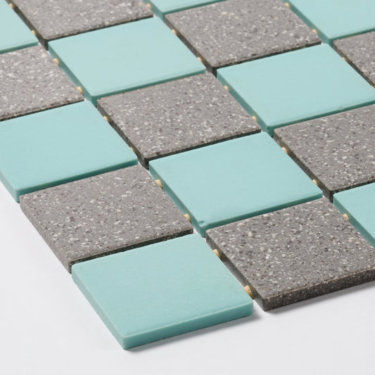 1990s Daltile Turquoise & Gray Floor Tile, 16 Sq Ft Available