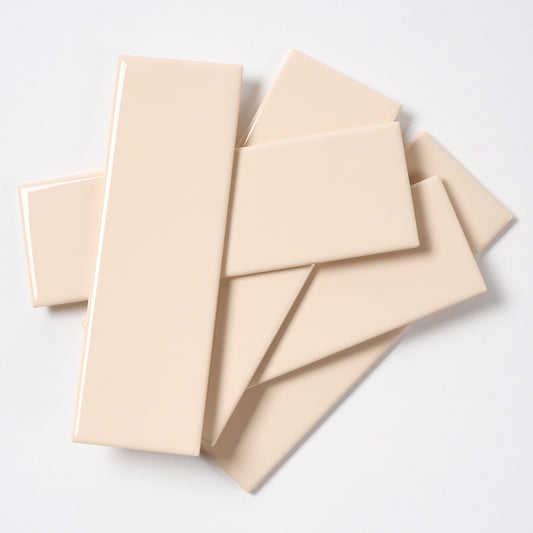 Vintage 1970s French Villeroy and Boch Beige Porcelain Wall Tile, 840 Sq Ft Available - 20.5 Sq Ft Per Box