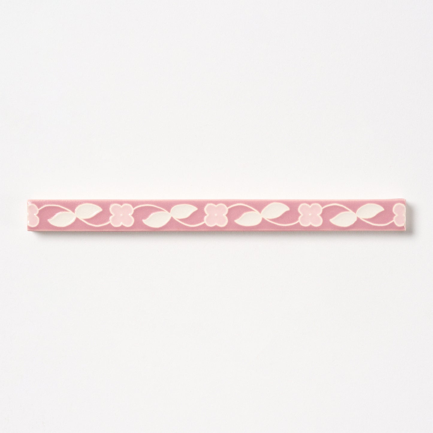 1920s American Encaustic Pink Vine Trim Tile, 68 Pc Set - 34 Linear Feet Total