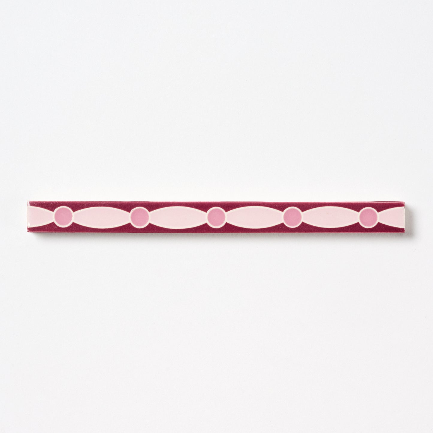 1920s American Encaustic Pink & Burgundy Deco Trim Tile, 30 Pc Set - 15 Linear Feet Total