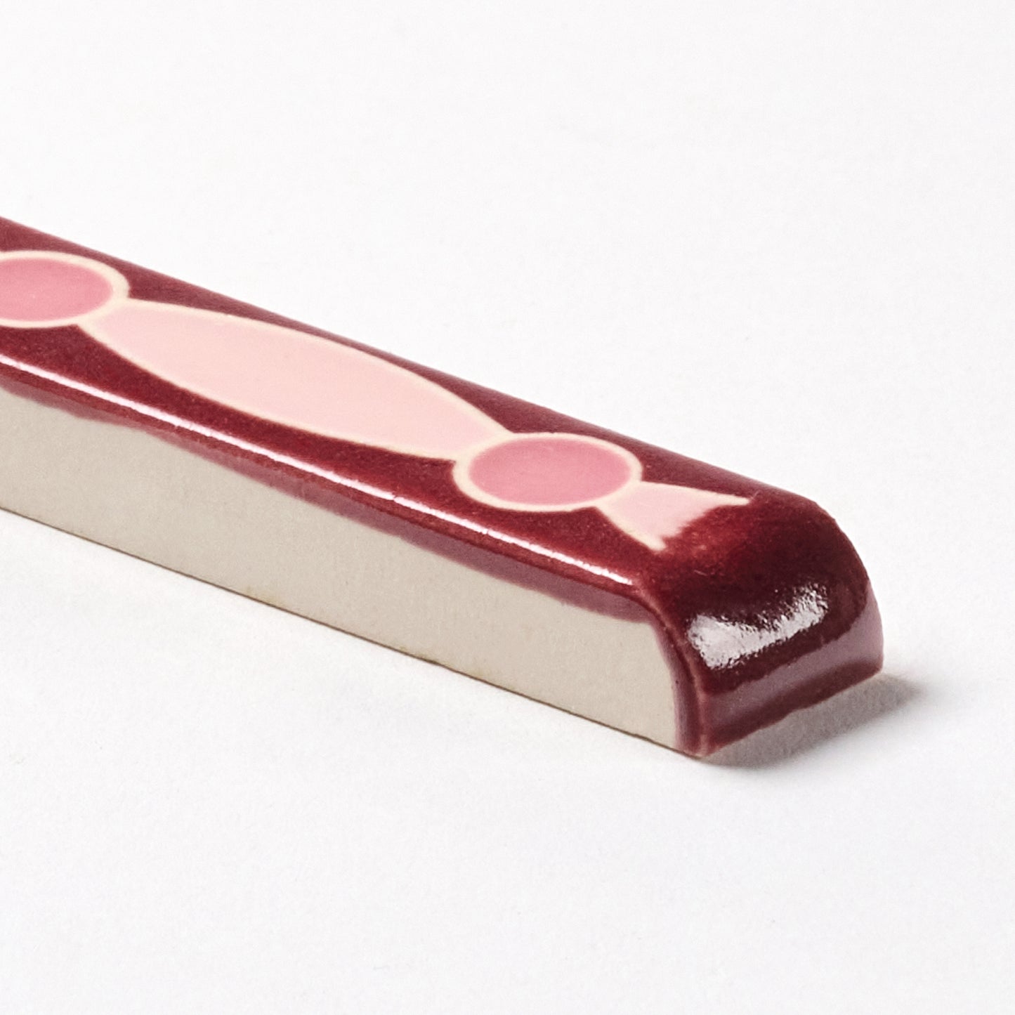 1920s American Encaustic Pink & Burgundy Deco Trim Tile, 30 Pc Set - 15 Linear Feet Total