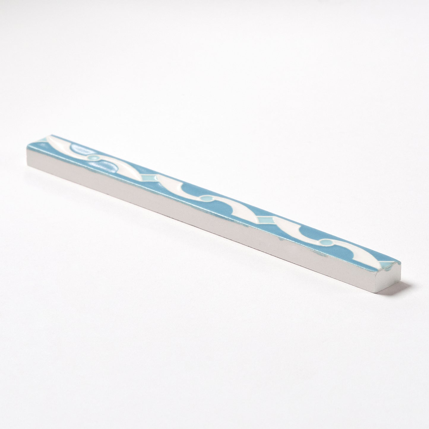 1920s American Encaustic Blue Ribbon Trim Tile, 120 Pc Set - 60 Linear Feet Total