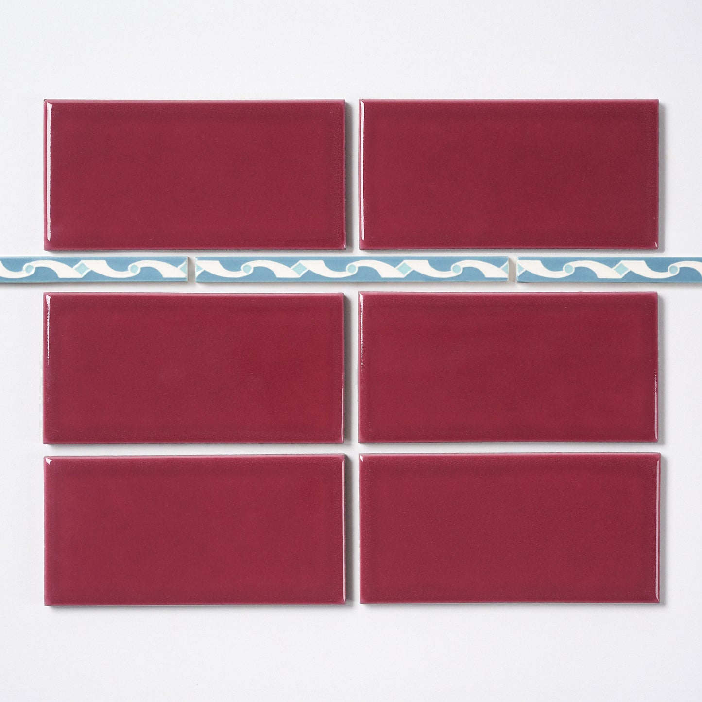 1920s American Encaustic Blue Ribbon Trim Tile, 120 Pc Set - 60 Linear Feet Total