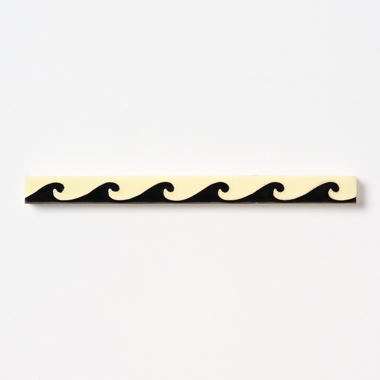 1920s American Encaustic Black & Yellow Wave Trim Tile, 36 Pc Set - 18 Linear Feet Total