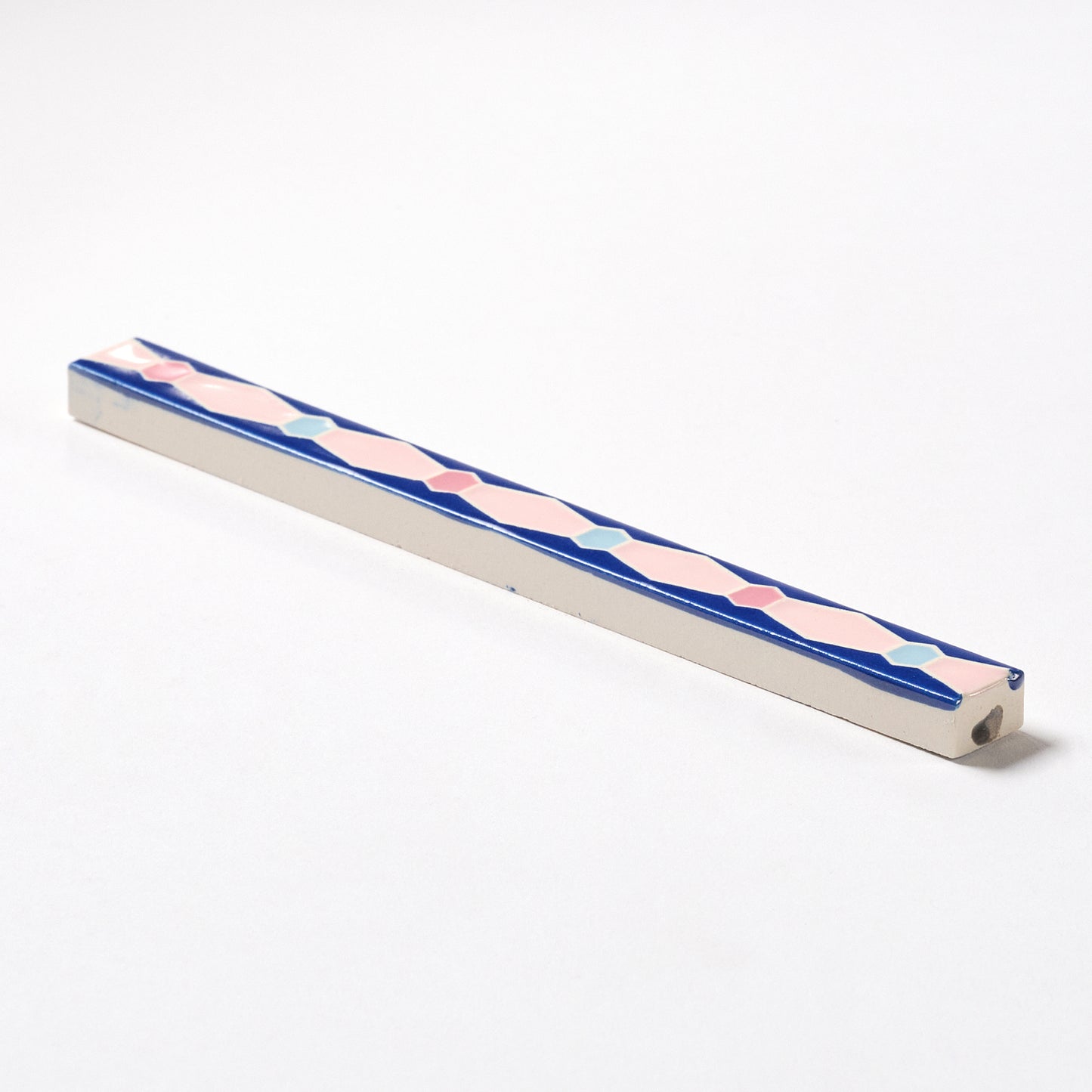 1920s American Encaustic Pink & Navy Deco Trim Tile, 40 Pc Set - 20 Linear Feet Total, 80 LF Available