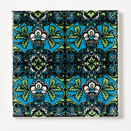 1970s Daltile Floral Blue Wall Tile, 9 Sq Ft Available