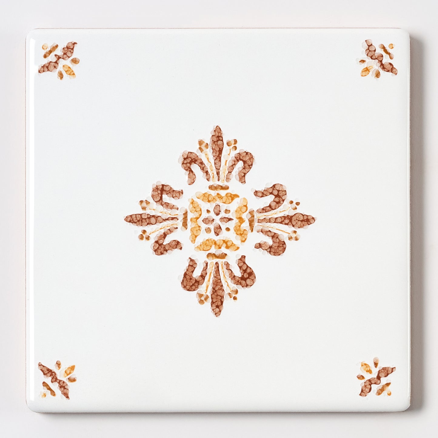 1980s Vintage Italian Brown Floral Wall Tile, 105 Sq Ft Available - 7.5 Sq Ft Per Box