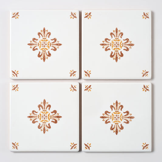 1980s Vintage Italian Brown Floral Wall Tile, 105 Sq Ft Available - 7.5 Sq Ft Per Box