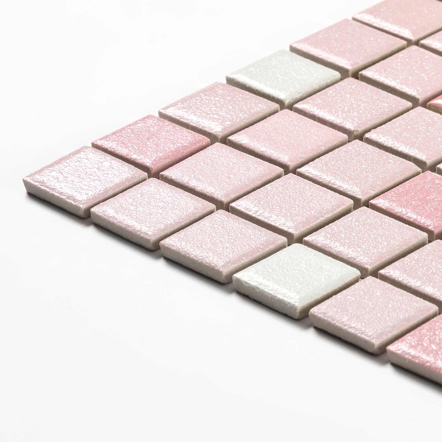 Vintage 1980s Pink Glazed Mosaic Floor Tile, 280 Sq Ft Available - 17 Sq Ft Per Box