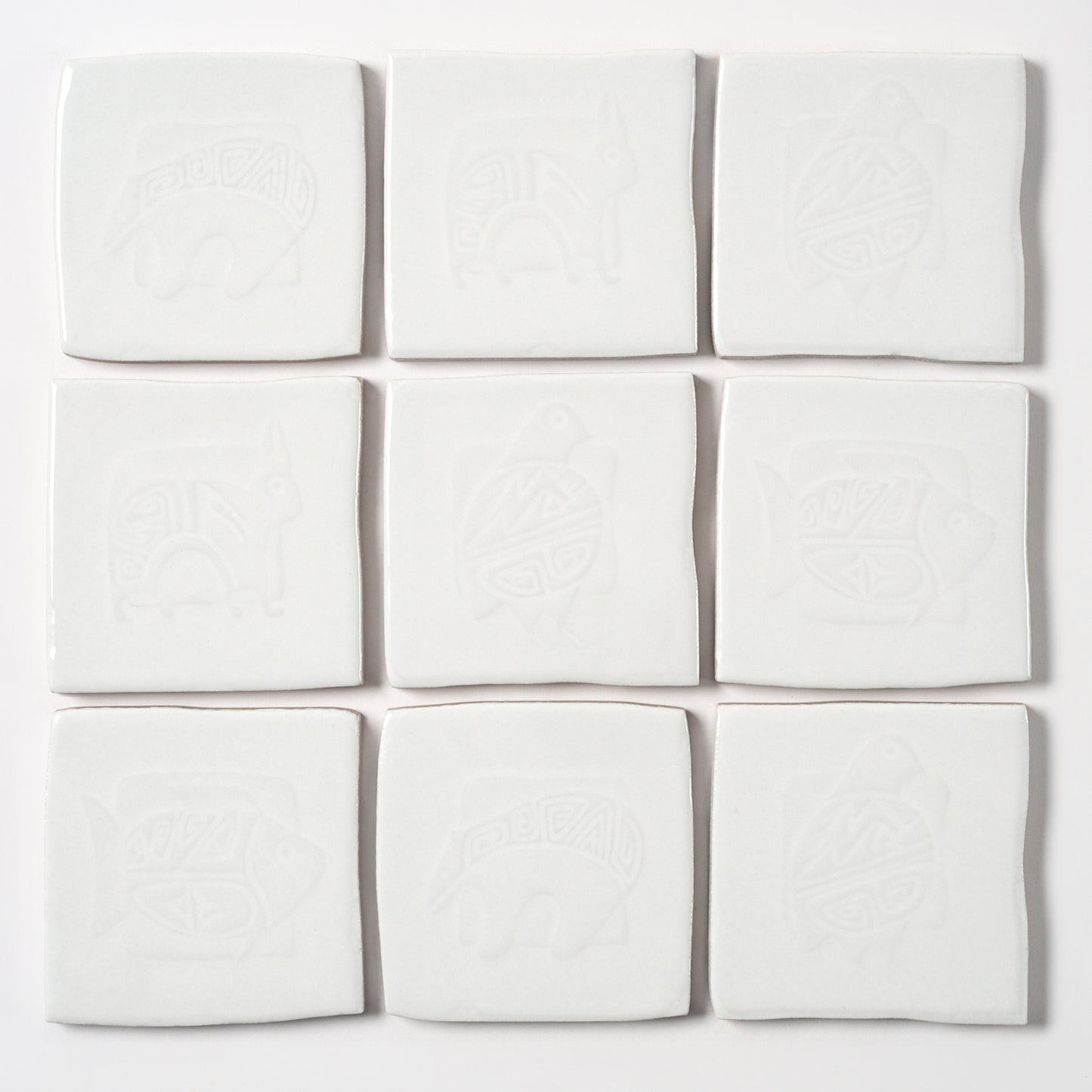 1980s Vintage Italian White Mixed Totem Tile, 18 Sq Ft Available