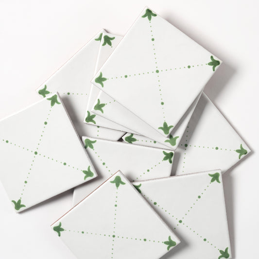 1980s Vintage Italian Green Provincial Tile, 30 Sq Ft Available - 15 Sq Ft Per Box