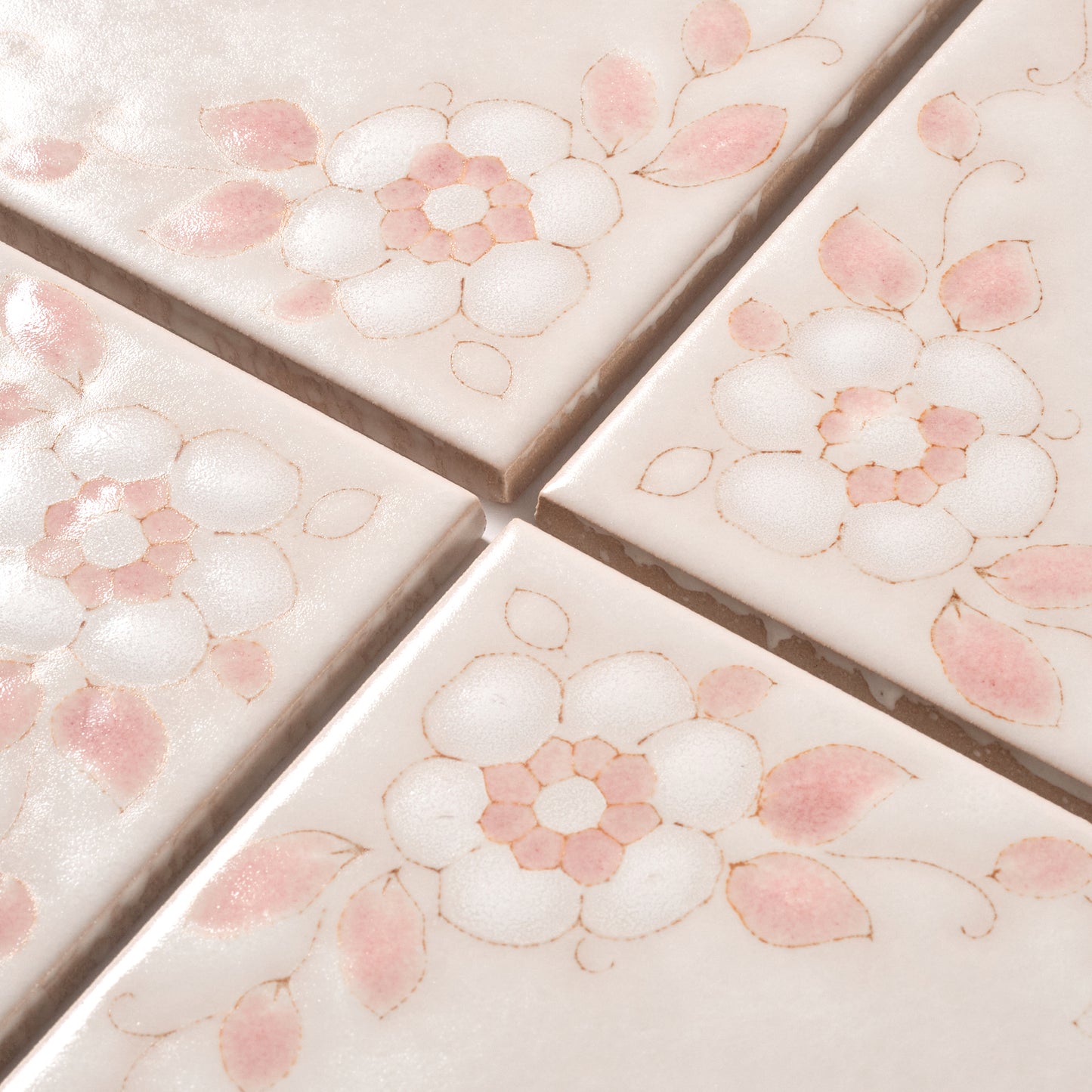1980s "Io Cana" Italian Floral Floor Tile, 532 Sq Ft Available - 14 Sq Ft Per Box