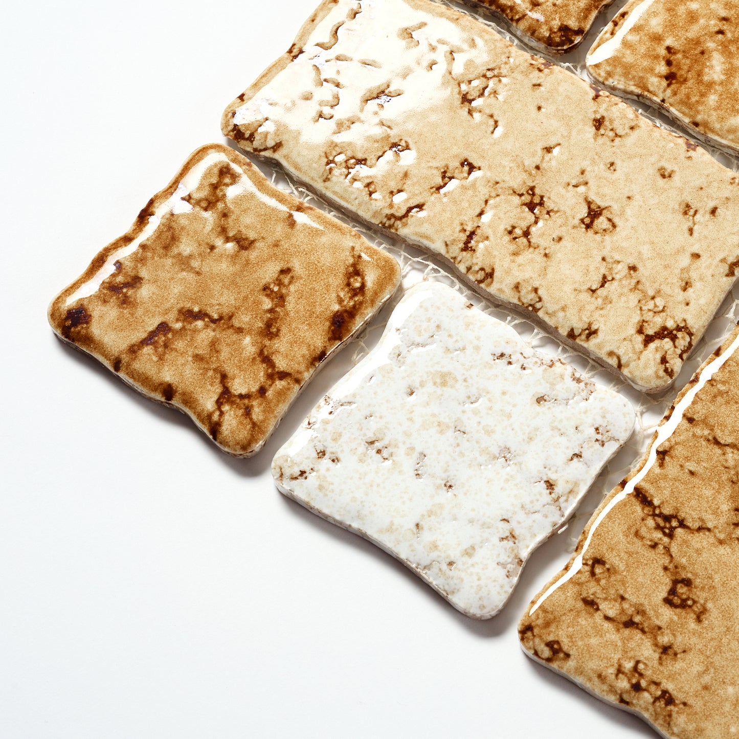 Vintage Light Brown Rectangle Japanese 1960s Wall Tile, 5 Sq Ft Available