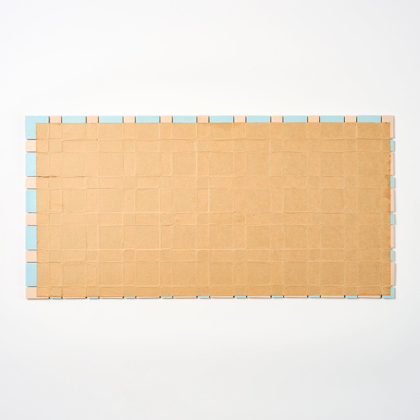 Wheeling Tile Co. 1950s Ivory & Powder Blue Plaid Floor Tile, 27 Sq Ft Available