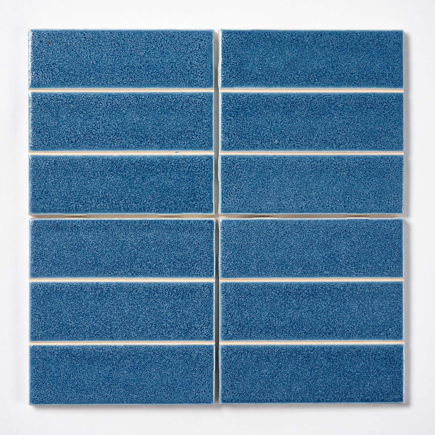 1980s American Olean Royal Blue Striped Wall Tile, 5.75 Sq Ft Available