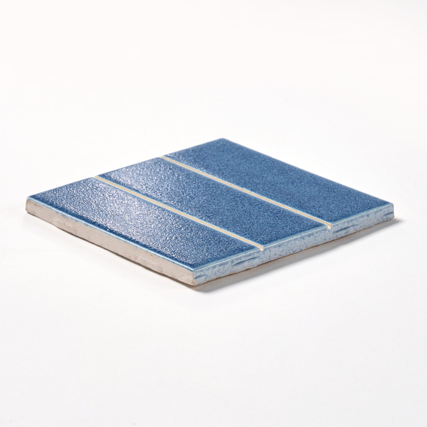 1980s American Olean Royal Blue Striped Wall Tile, 5.75 Sq Ft Available