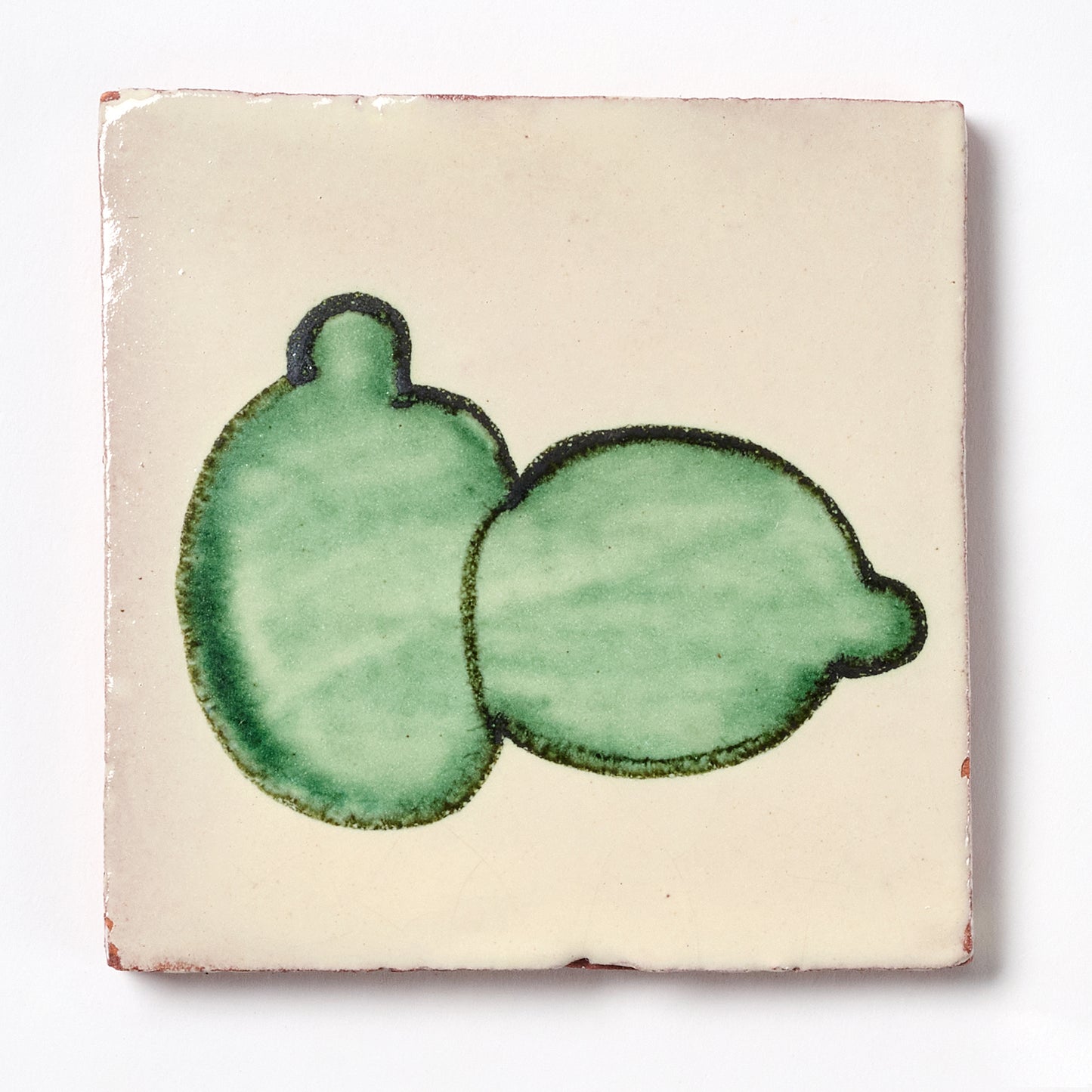 Vintage 1980s Hand Painted Mexican Lime Fruit Tiles, 10.5 Sq Ft Available
