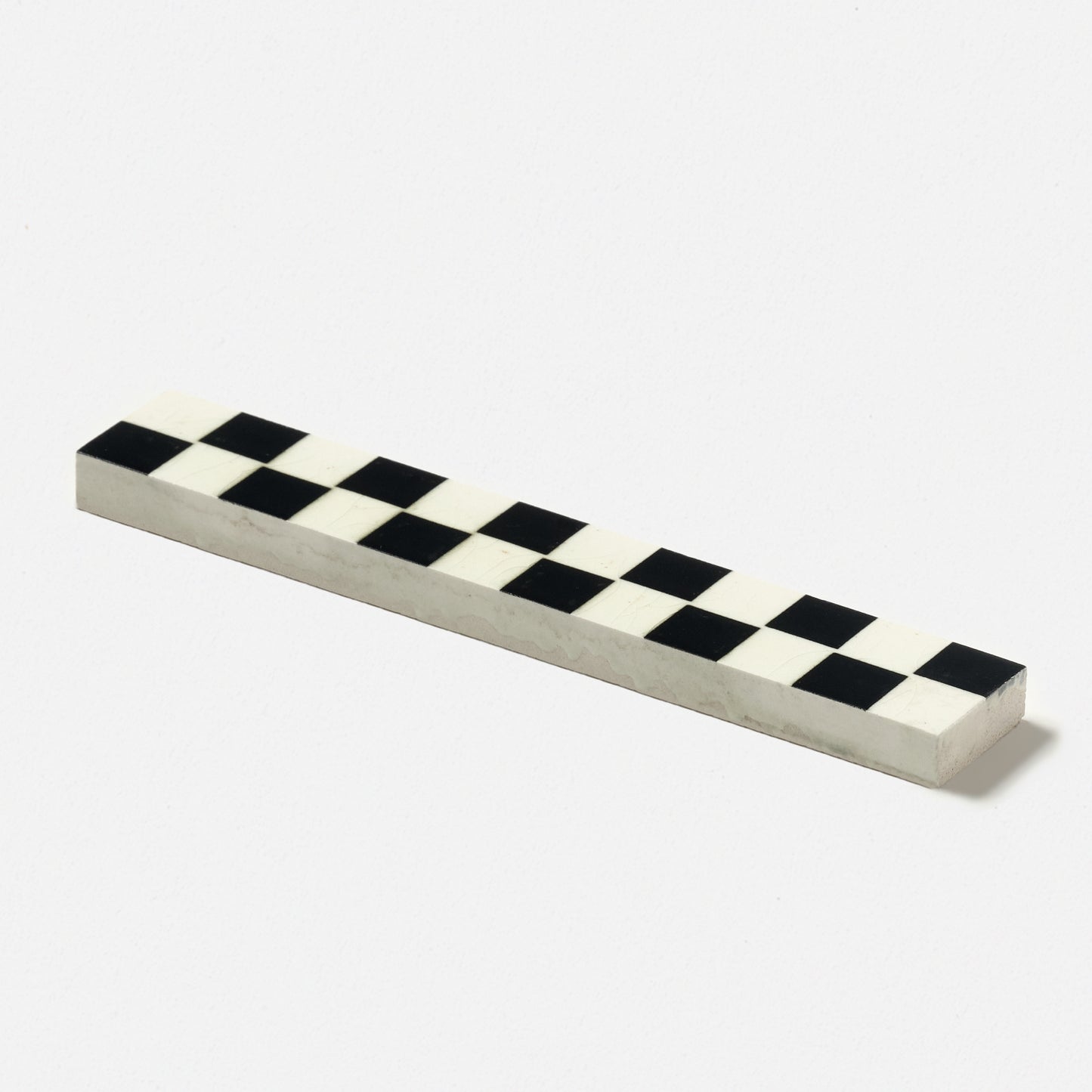 1950s Wide White and Black Checkered Trim Tile