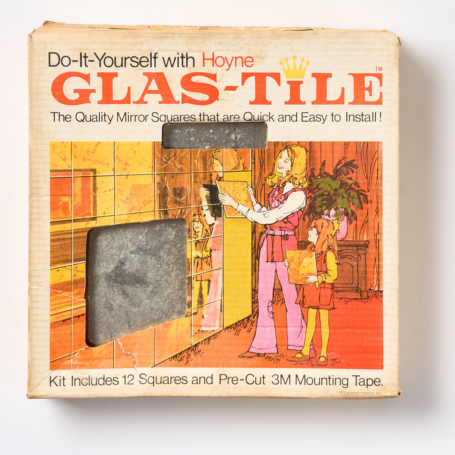 Vintage 1970s Plain Hoyne Do-It-Yourself Glass Mirror Wall Tile, 60 Sq Ft Available