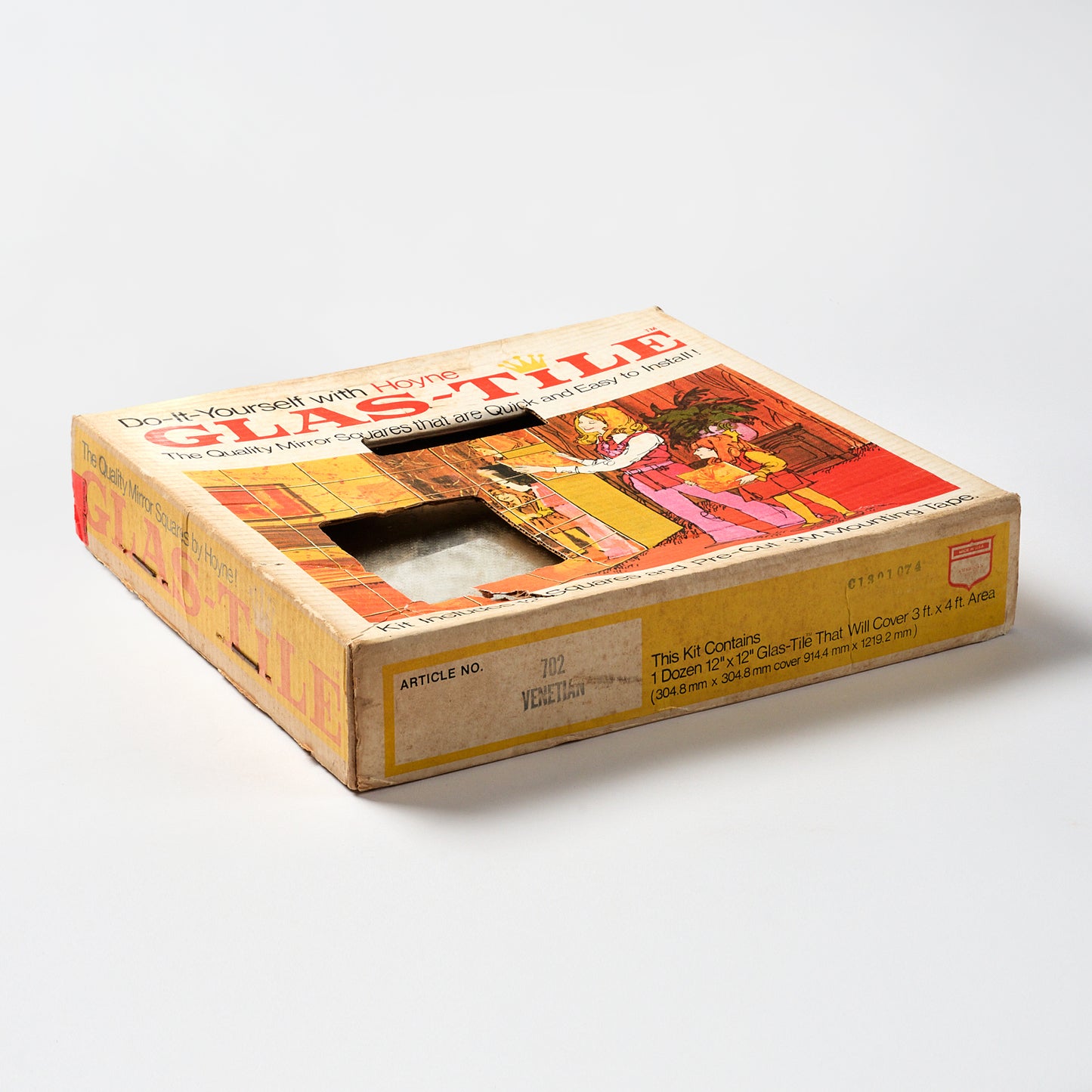 Vintage 1970s Plain Hoyne Do-It-Yourself Glass Mirror Wall Tile, 60 Sq Ft Available
