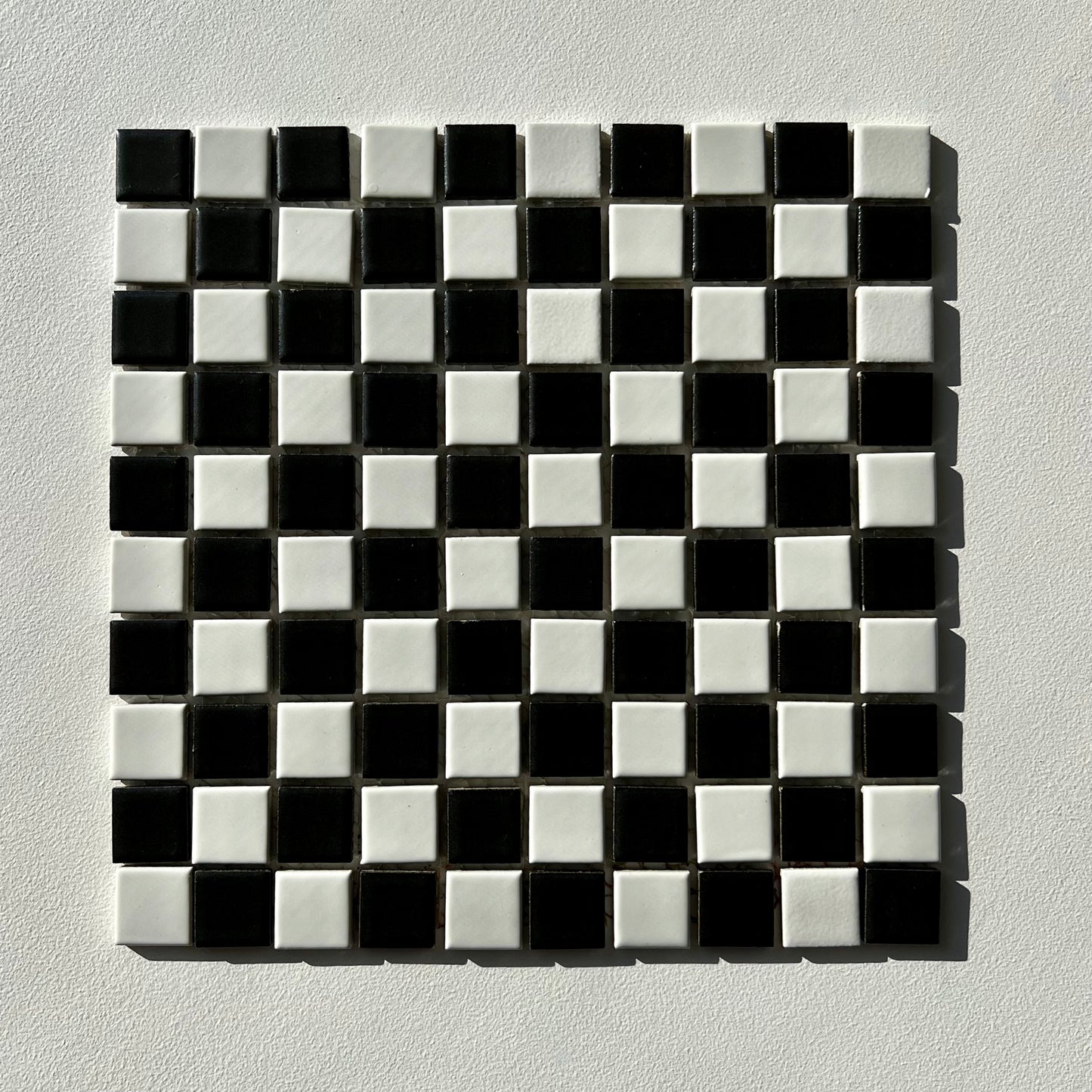 Vintage Black & White Checkerboard 1970s Mosaic Floor/ Wall Tile, 18 Sq Ft Available
