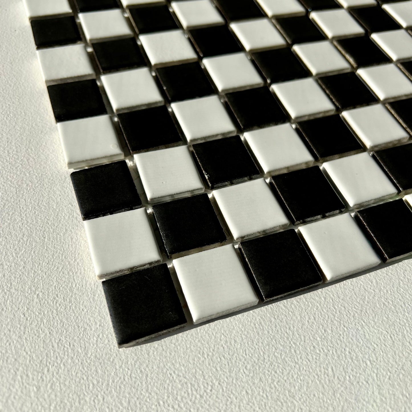Vintage Black & White Checkerboard 1970s Mosaic Floor/ Wall Tile, 18 Sq Ft Available
