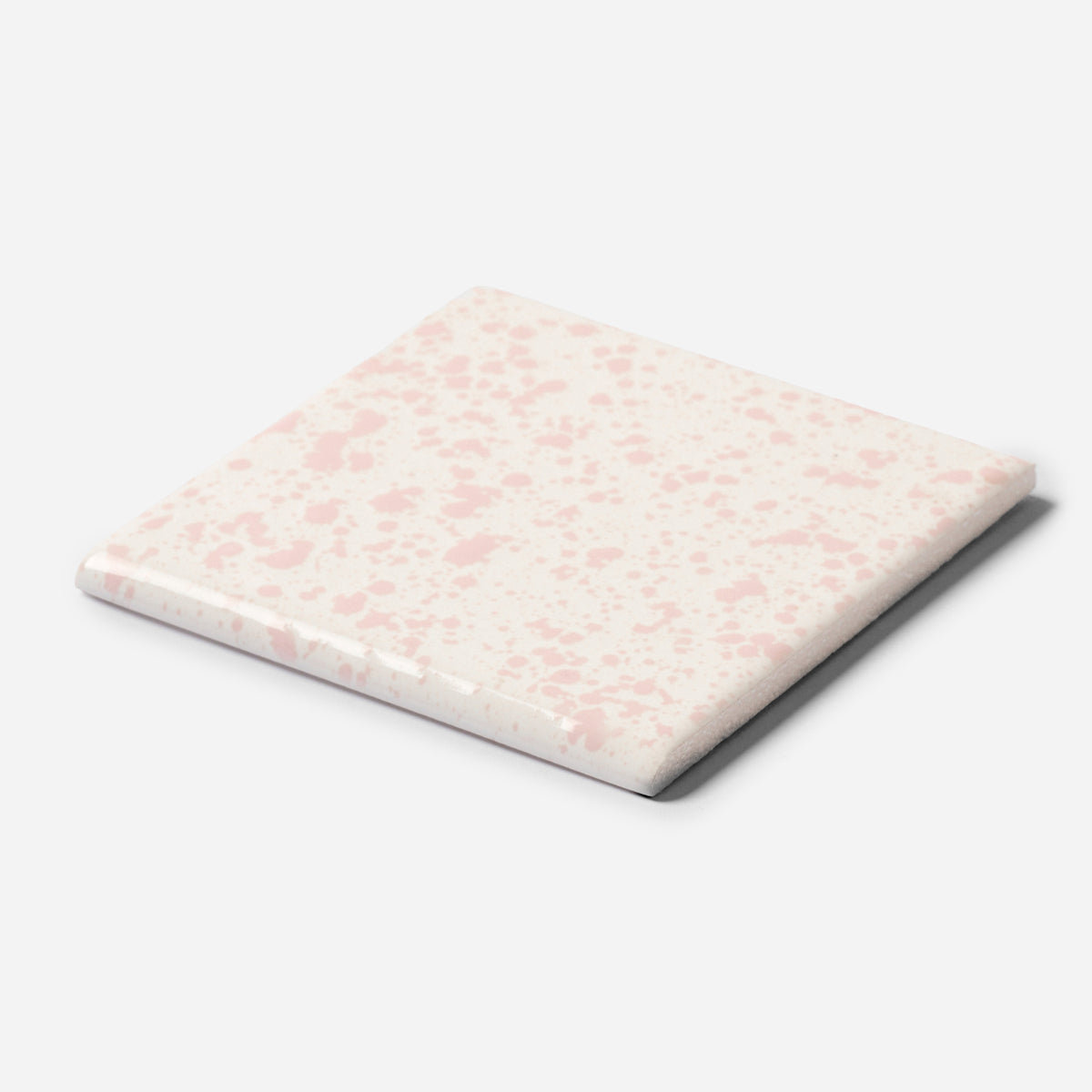 1960s Florida Tile Dapple Glaze Venetian Pink Square Bullnose Tile