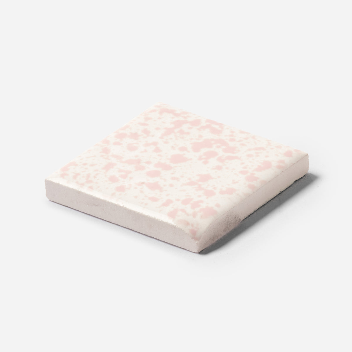 1960s Florida Tile Dapple Glaze Venetian Pink Drip Corner Tile