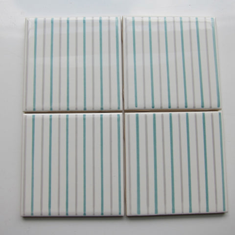 Vintage 1960s Mid-Century Modern Striped Wall Tile, 10 Sq Ft Lot - 80 Piece Set, 100 Sq Ft Available
