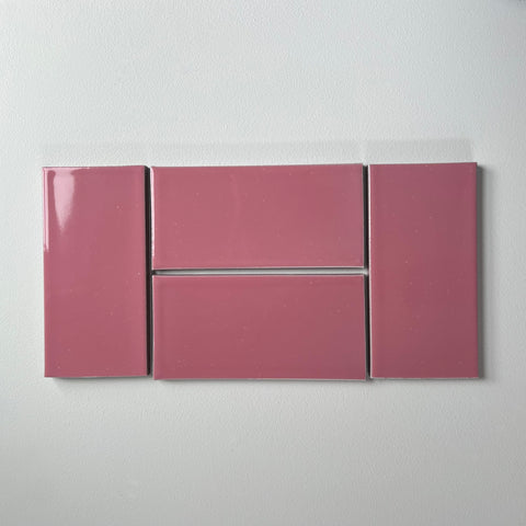1960s Bubblegum Pink Philadelphia Subway High Gloss Wall Brick Tile, 13 Sq Ft Lot - 59 Piece Set, 26 Sq Ft Available