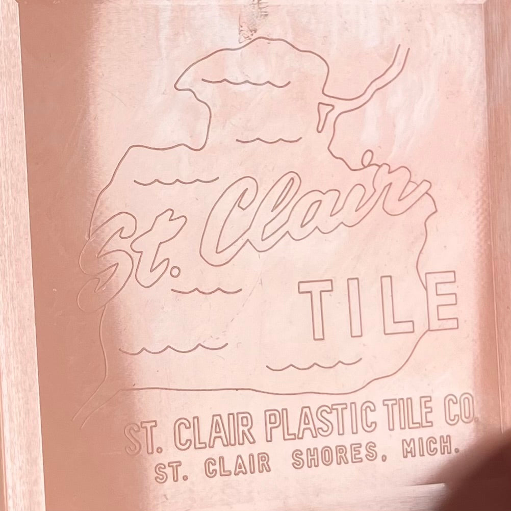 Vintage 1950's St. Clair Plastic Tile Co. Peach Marble Plastic Wall Tile, 22 Sq Ft Available