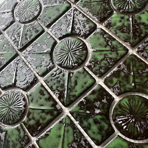 Green/ Silver Japanese 1960s Wall Tile, 10 Sq Ft Lot - 9 Piece Set, 40 Sq Ft Available