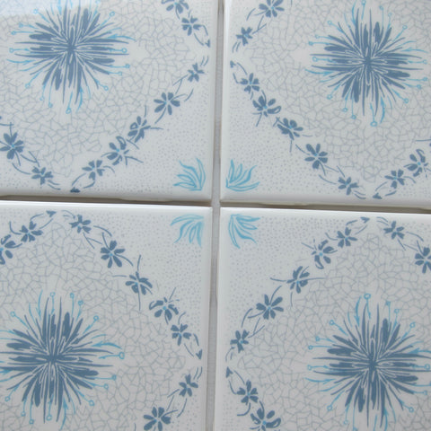 Vintage Mid 20th Century Blue Italian Porcelain Wall Tile, 20 Sq Ft Lot - 158 Piece Set