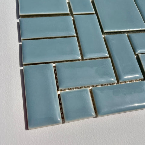 Vintage Blue Japanese 1960s Wall Tile, 13 Sq Ft Lot - 12 Piece Set, 78 Sq Ft Available