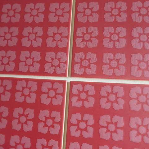 Vintage 1960s Mid-Century Modern Red Floor Tile, 16 Sq Ft Lot - 64 Piece Set, 32 Sq Ft Available