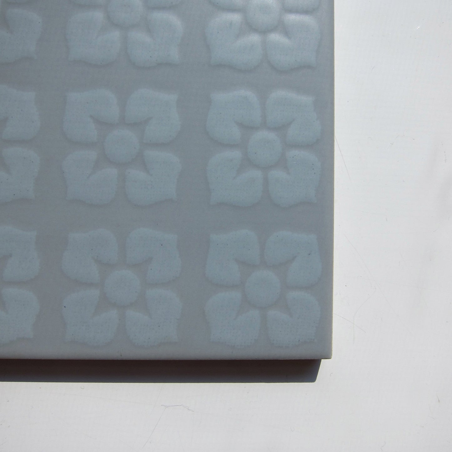 Vintage Italian 1960s Grey Floral Floor Tile, 7.75 Sq Ft Available