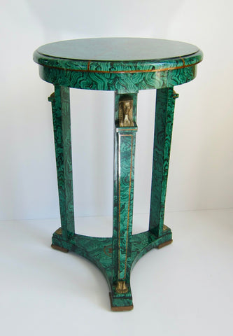 Late 20th Century French Empire Style Egyptian Accent Maitland - Smith Malachite Painted Side Table