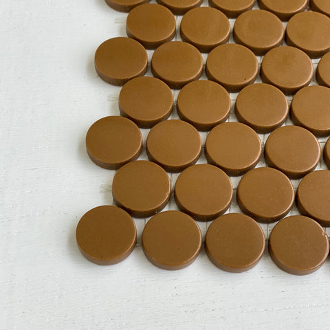 Vintage French Emaux de Briare 1970s Floor/ Wall Penny Tile, 21.5 Sq Ft Lot - 20 Piece Set, 65 Sq Ft Available