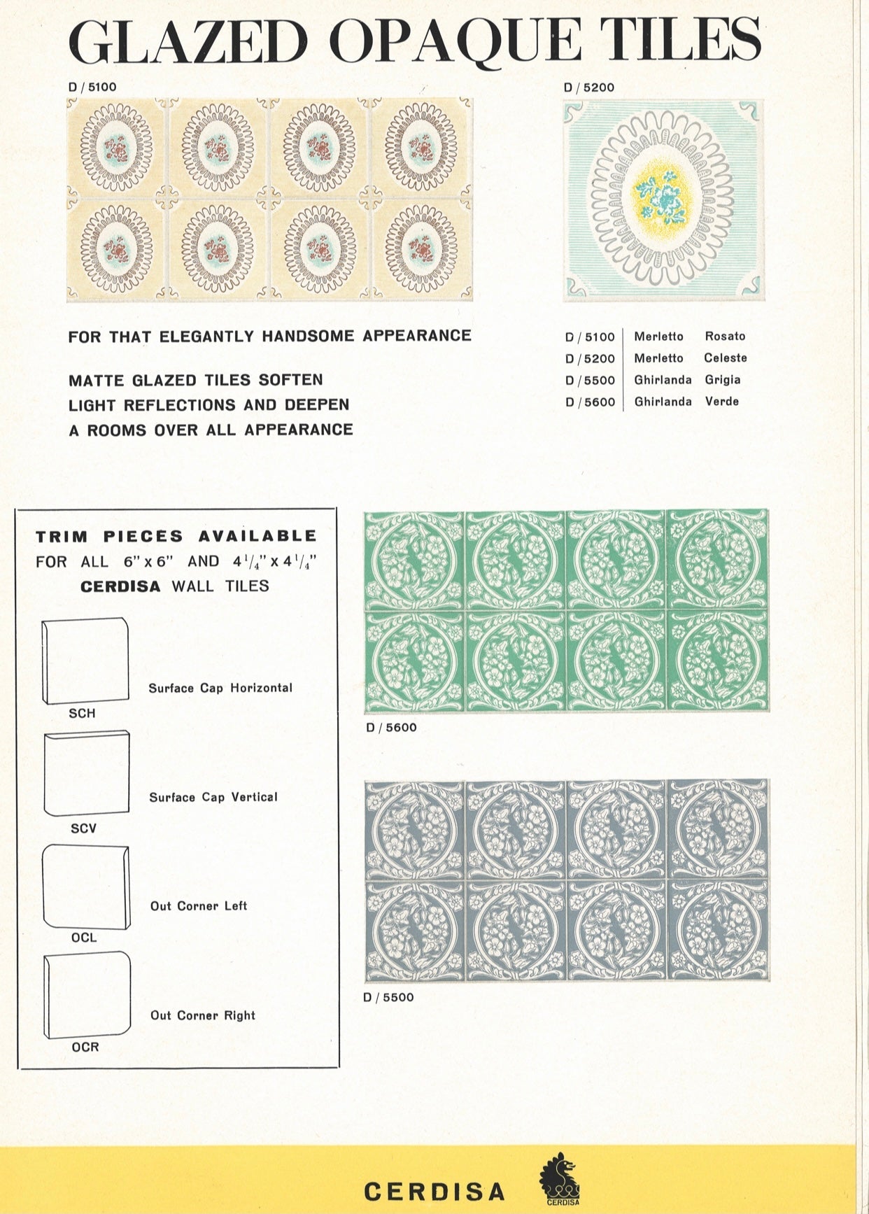 Vintage Mid 20th Century Italian Porcelain Wall Tile, 9 Sq Ft Lot - 36 Piece Set