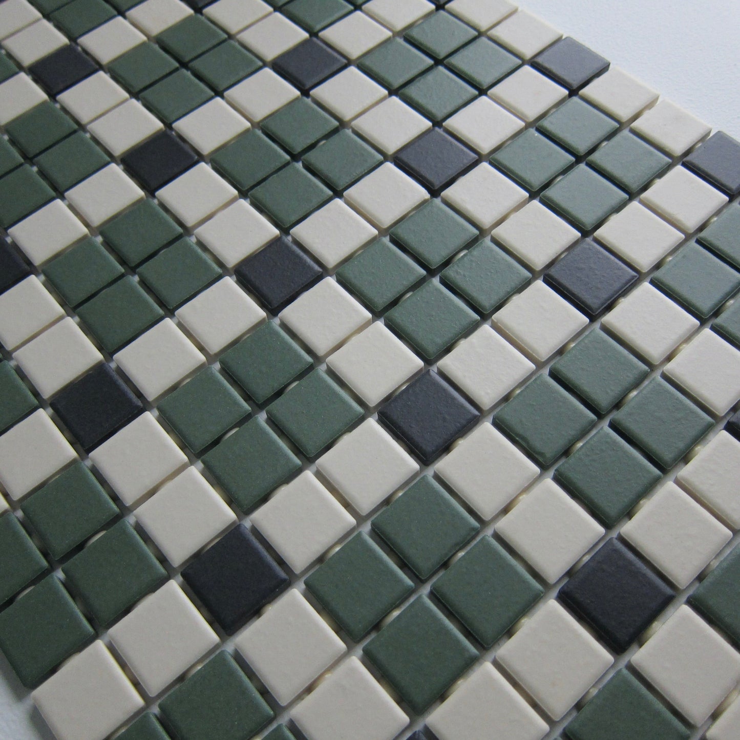 Vintage 1990s Daltile Mosaic Black & Green Floor Tile, 44 Sq Ft Lot - 22 Piece Set