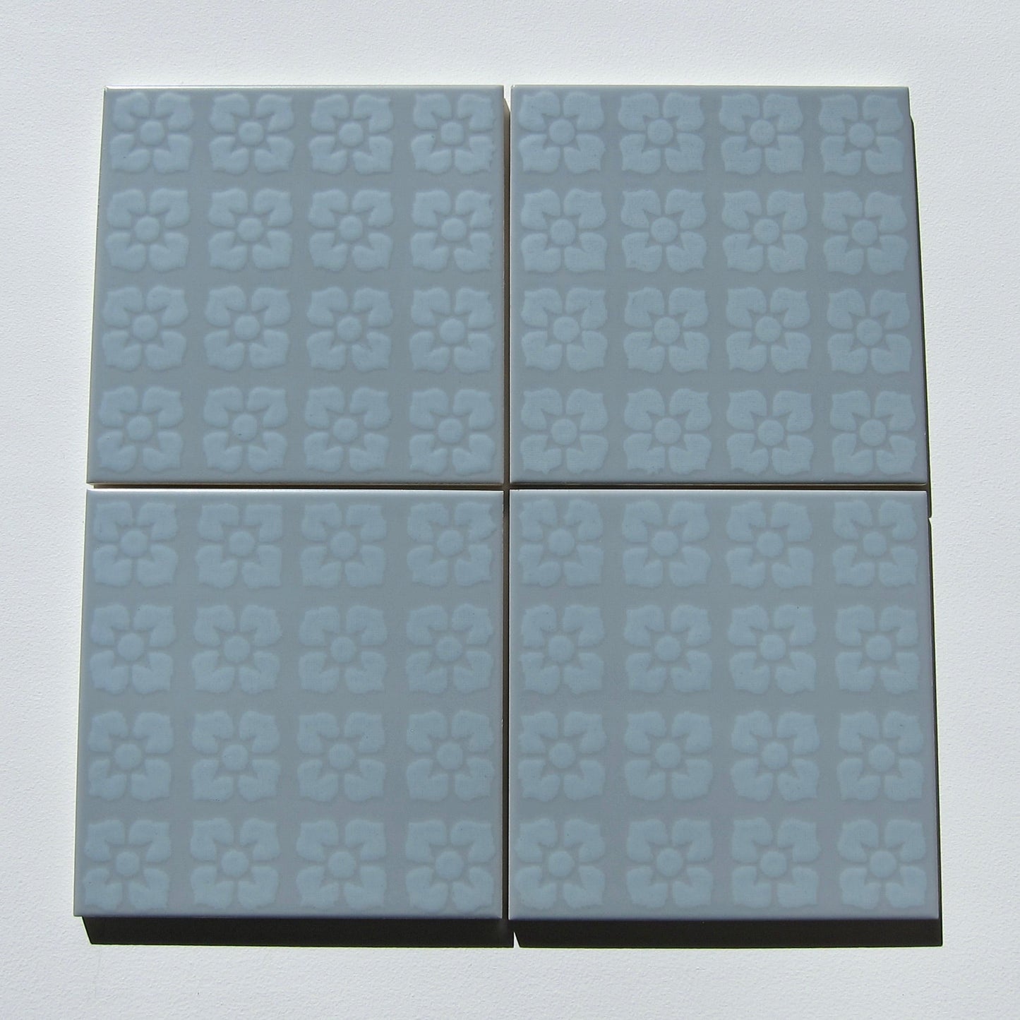 Vintage Italian 1960s Grey Floral Floor Tile, 7.75 Sq Ft Available
