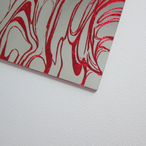 Vintage 1970s Red Swirl Mirror Wall Tile, 33 Sq Ft Lot - 33 Piece Set, 66 Sq Ft Available