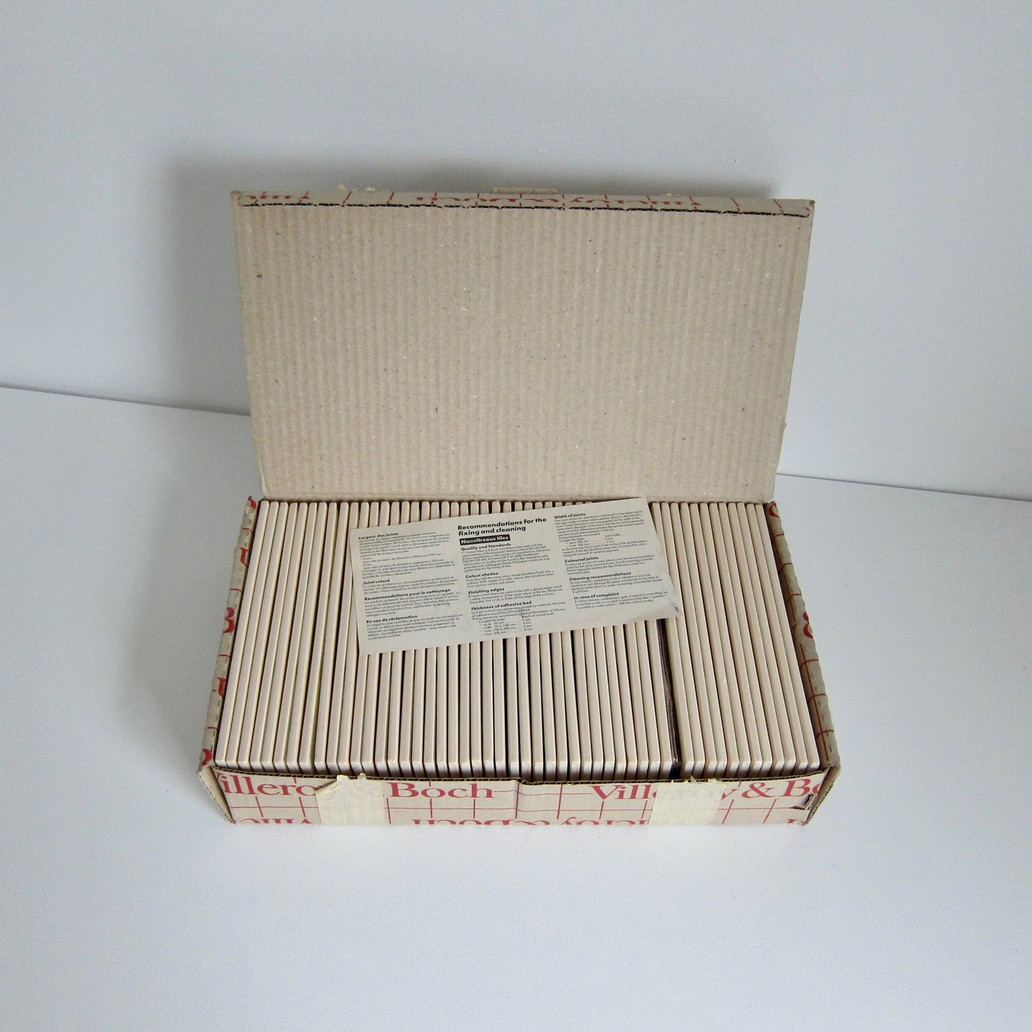 Vintage 1970s French Villeroy and Boch Beige Porcelain Wall Tile, 840 Sq Ft Available - 20.5 Sq Ft Per Box