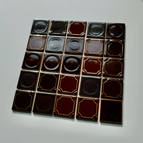 Vintage Japanese 1970s Brown Wall Tile, 10 Sq Ft Lot - 10 Piece Set, 50 Sq Ft Available